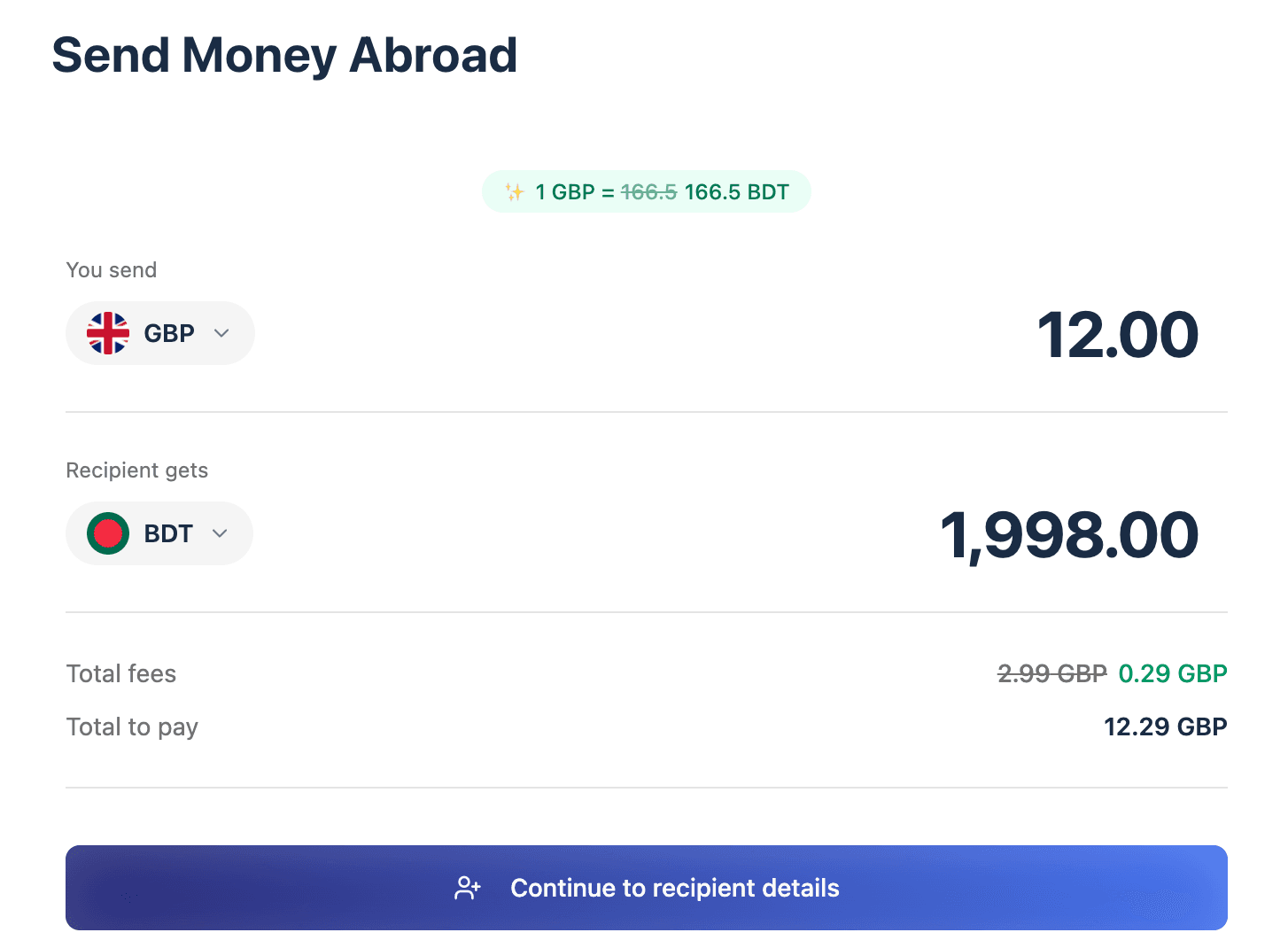 Set up an international money transfer